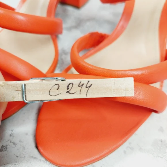NEW Schutz Olly Orange Red Leather Strappy Heeled Sandals C244 - Picture 11 of 11